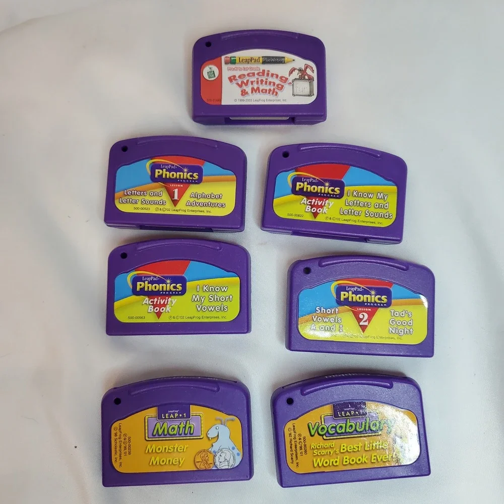 LeapFrog LeapPad Learning Cartridge Lot Phonics Math Vocabulary 7 Games